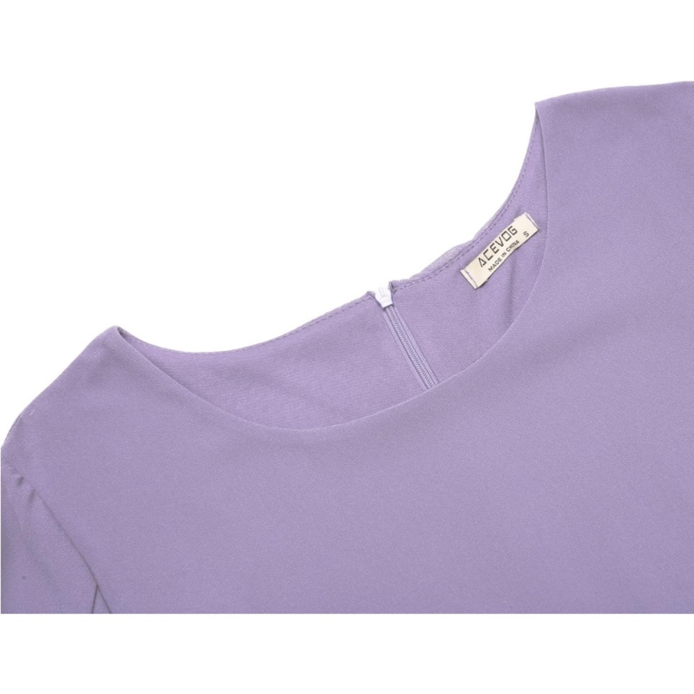 New ACEVOG Womens Casual Scoop Neck Loose Top 3/4 Sleeve Chiffon Blouse Shirt - Picture 5 of 12